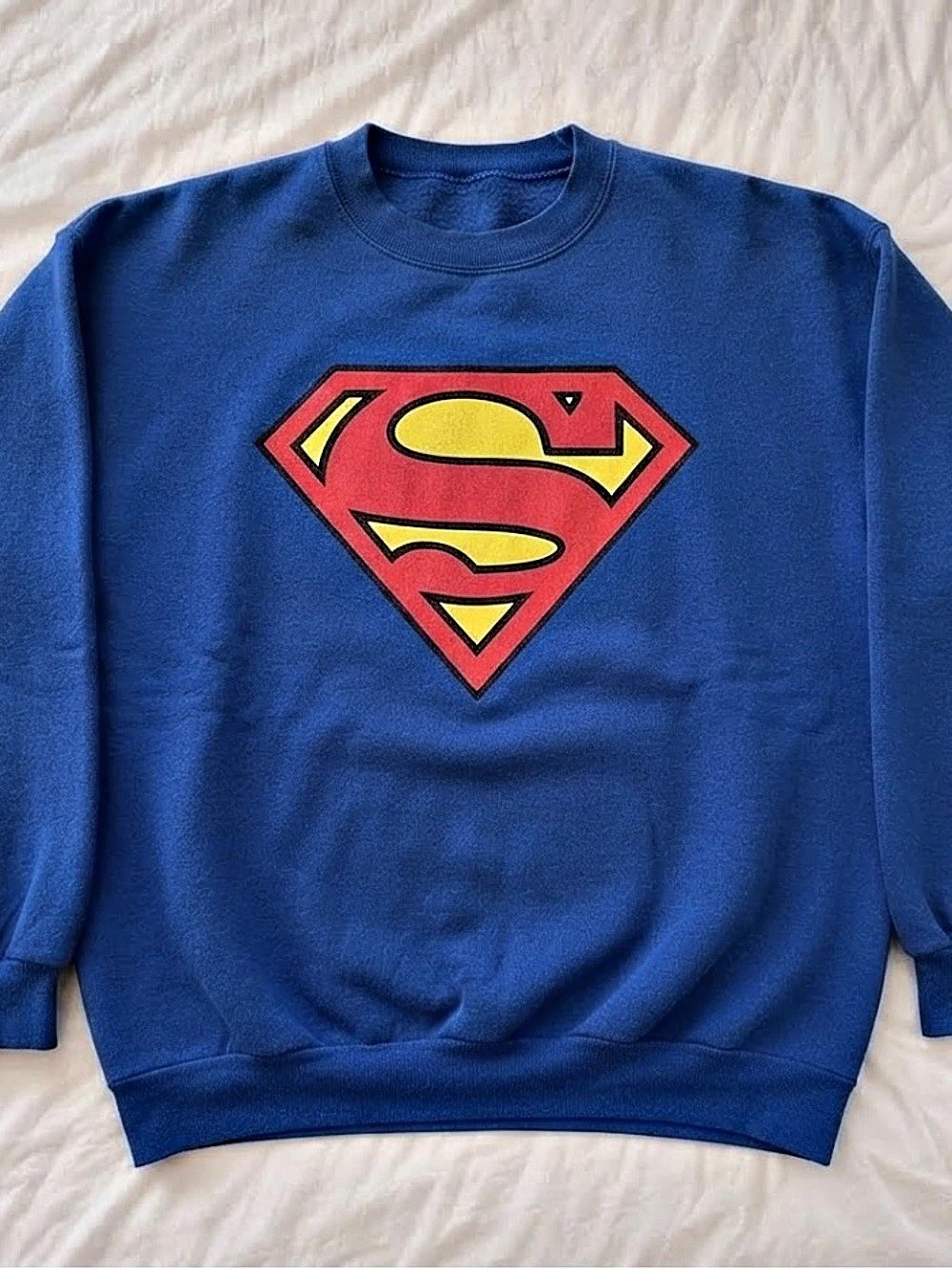 Superman Classic Shield Logo Graphic Crewneck Sweatshirt – Royal Blue (Gildan)